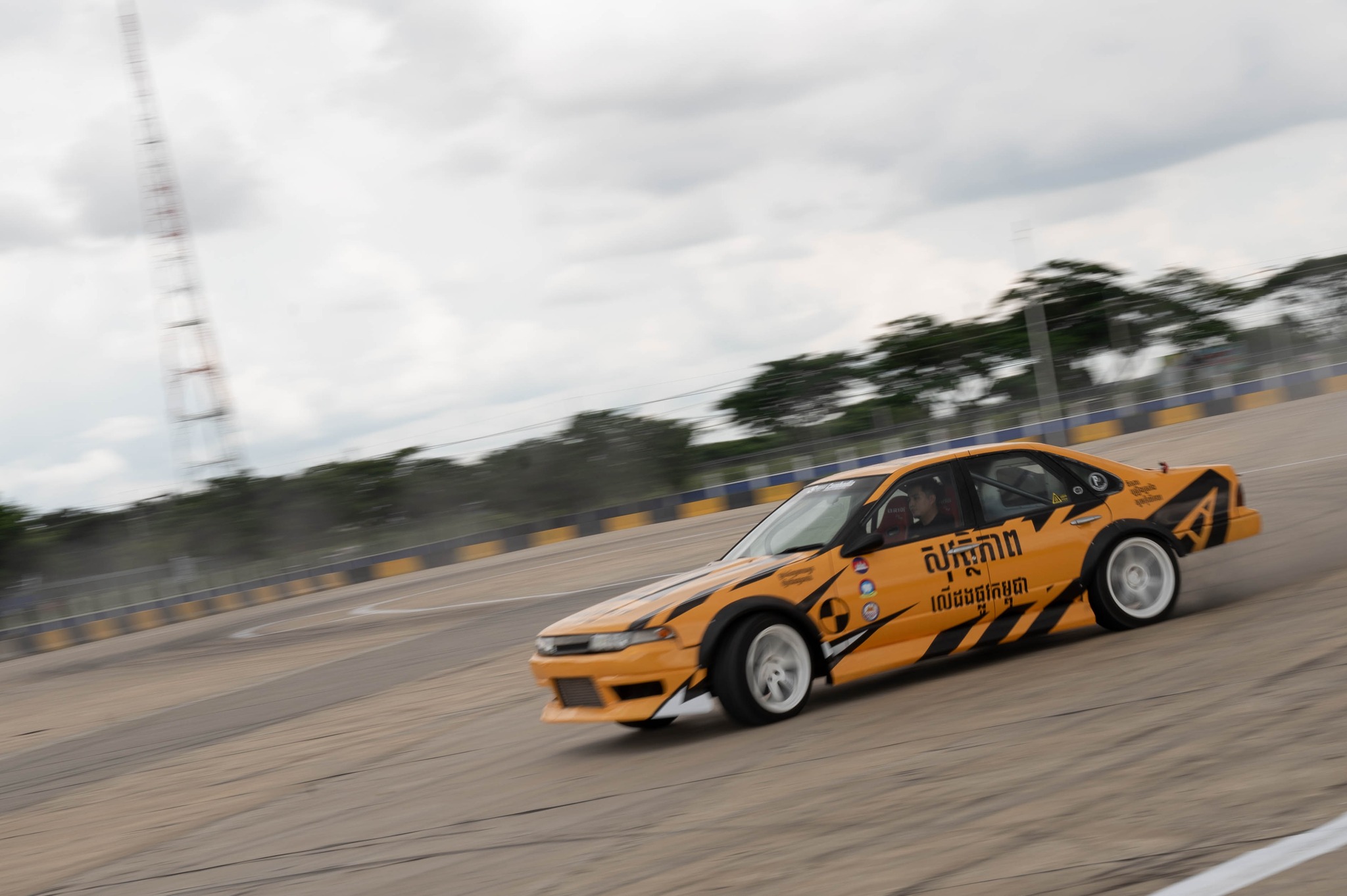 Drift car mid-slide